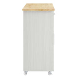 Modway Furniture Cuisine Kitchen Cart White Natural 16.5 x 33 x 35