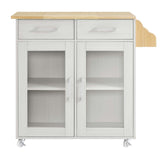 Modway Furniture Cuisine Kitchen Cart White Natural 16.5 x 33 x 35