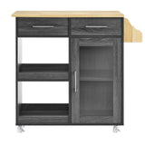 Modway Furniture Culinary Kitchen Cart With Spice Rack Charcoal Natural 16.5 x 33 x 35.5