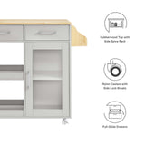 Modway Furniture Culinary Kitchen Cart With Spice Rack Light Gray Natural 16.5 x 33 x 35.5