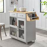 Modway Furniture Culinary Kitchen Cart With Spice Rack Light Gray Natural 16.5 x 33 x 35.5