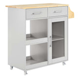 Modway Furniture Culinary Kitchen Cart With Spice Rack Light Gray Natural 16.5 x 33 x 35.5