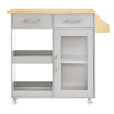 Modway Furniture Culinary Kitchen Cart With Spice Rack Light Gray Natural 16.5 x 33 x 35.5