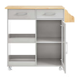 Modway Furniture Culinary Kitchen Cart With Spice Rack Light Gray Natural 16.5 x 33 x 35.5