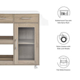 Modway Furniture Culinary Kitchen Cart With Spice Rack Oak White 16.5 x 33 x 35.5