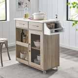 Modway Furniture Culinary Kitchen Cart With Spice Rack Oak White 16.5 x 33 x 35.5