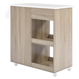 Modway Furniture Culinary Kitchen Cart With Spice Rack Oak White 16.5 x 33 x 35.5