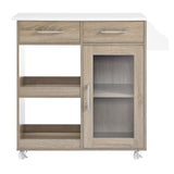 Modway Furniture Culinary Kitchen Cart With Spice Rack Oak White 16.5 x 33 x 35.5