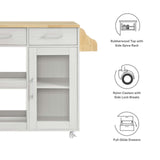 Modway Furniture Culinary Kitchen Cart With Spice Rack White Natural 16.5 x 33 x 35.5