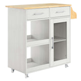 Modway Furniture Culinary Kitchen Cart With Spice Rack White Natural 16.5 x 33 x 35.5