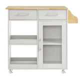 Modway Furniture Culinary Kitchen Cart With Spice Rack White Natural 16.5 x 33 x 35.5