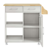 Modway Furniture Culinary Kitchen Cart With Spice Rack White Natural 16.5 x 33 x 35.5