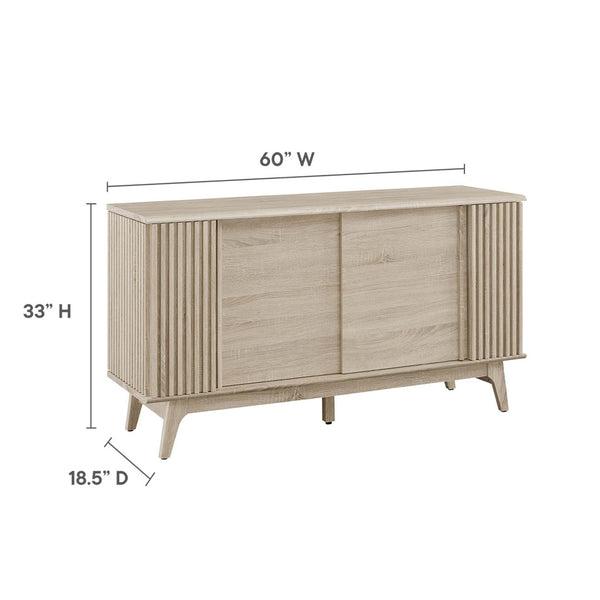 Modway Furniture Eudora Sideboard - Mid-Century Modern Storage Buffet with Concealed Shelving & Cable Management Features Oak EEI-6278-OAK