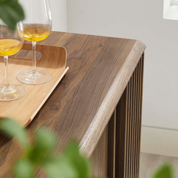 Modway Furniture Eudora Sideboard - Mid-Century Modern Storage Buffet with Concealed Shelving & Cable Management Features Walnut EEI-6278-WAL