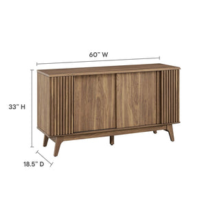 Modway Furniture Eudora Sideboard - Mid-Century Modern Storage Buffet with Concealed Shelving & Cable Management Features Walnut EEI-6278-WAL