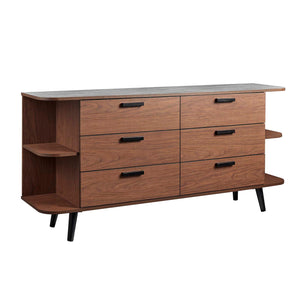 Modway Furniture Langston Open Display Storage Sideboard Walnut Gray 15.5 x 63 x 30