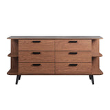 Modway Furniture Langston Open Display Storage Sideboard Walnut Gray 15.5 x 63 x 30