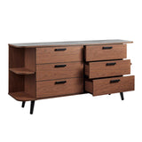 Modway Furniture Langston Open Display Storage Sideboard Walnut Gray 15.5 x 63 x 30