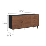 Modway Furniture Nexus Storage Cabinet Sideboard Black Walnut 15.5 x 59 x 29.5