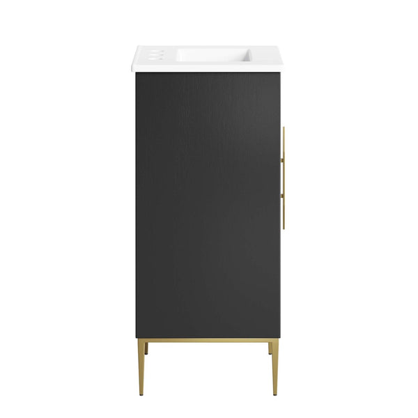 Modway Furniture Awaken 18" Bathroom Vanity - Modern White MDF Cabinet with Ceramic Sink & Gold Metal Base Design EEI-6285-WHI-BLK
