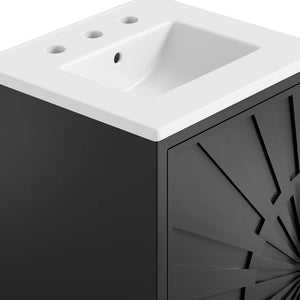 Modway Furniture Awaken 18" Bathroom Vanity - Modern White MDF Cabinet with Ceramic Sink & Gold Metal Base Design EEI-6285-WHI-BLK