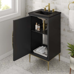 Modway Furniture Awaken 18" Bathroom Vanity - Modern Glamour with Gold Base, Elegant Design for Small Spaces EEI-6287-BLK-BLK