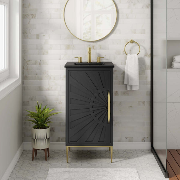 Modway Furniture Awaken 18" Bathroom Vanity - Modern Glamour with Gold Base, Elegant Design for Small Spaces EEI-6287-BLK-BLK