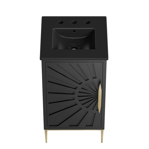 Modway Furniture Awaken 18" Bathroom Vanity - Modern Glamour with Gold Base, Elegant Design for Small Spaces EEI-6287-BLK-BLK