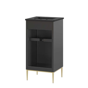 Modway Furniture Awaken 18" Bathroom Vanity - Modern Glamour with Gold Base, Elegant Design for Small Spaces EEI-6287-BLK-BLK