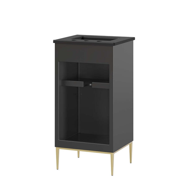 Modway Furniture Awaken 18" Bathroom Vanity - Modern Glamour with Gold Base, Elegant Design for Small Spaces EEI-6287-BLK-BLK