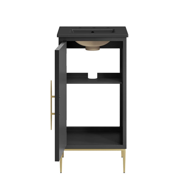 Modway Furniture Awaken 18" Bathroom Vanity - Modern Glamour with Gold Base, Elegant Design for Small Spaces EEI-6287-BLK-BLK