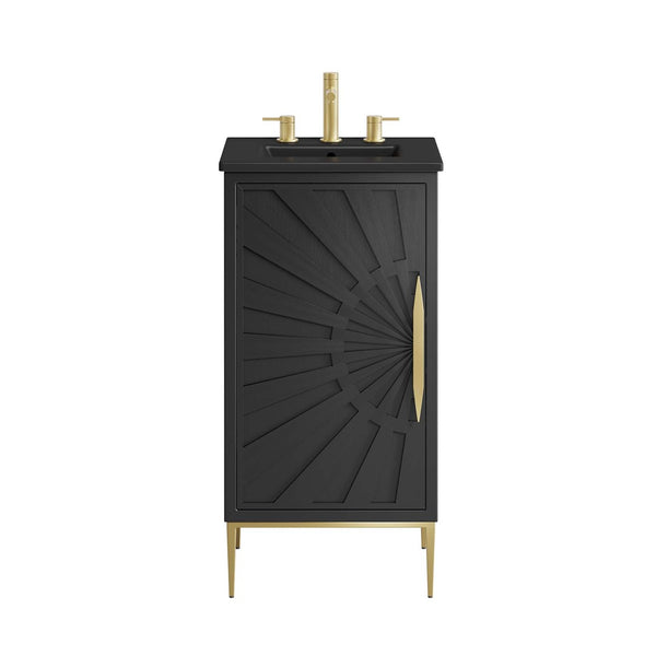 Modway Furniture Awaken 18" Bathroom Vanity - Modern Glamour with Gold Base, Elegant Design for Small Spaces EEI-6287-BLK-BLK