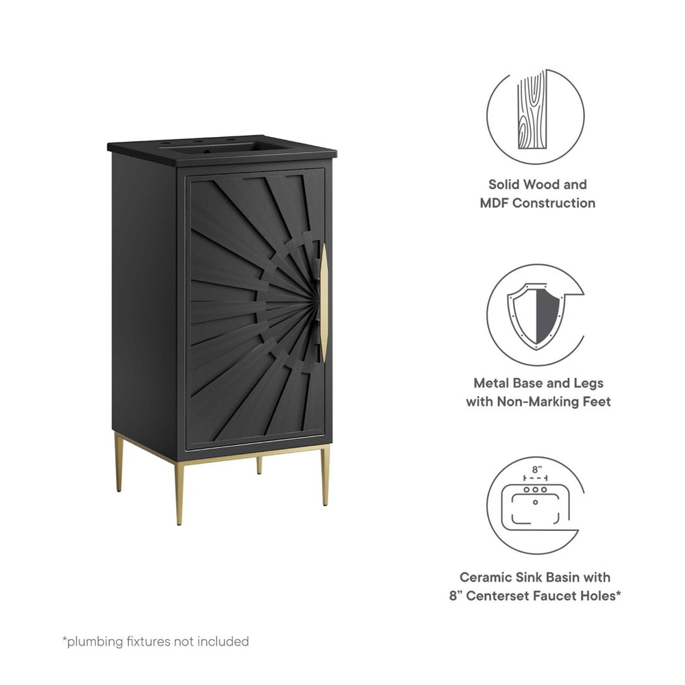 Modway Furniture Awaken 18" Bathroom Vanity - Modern Glamour with Gold Base, Elegant Design for Small Spaces EEI-6287-BLK-BLK