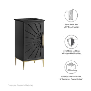 Modway Furniture Awaken 18" Bathroom Vanity - Modern Glamour with Gold Base, Elegant Design for Small Spaces EEI-6287-BLK-BLK