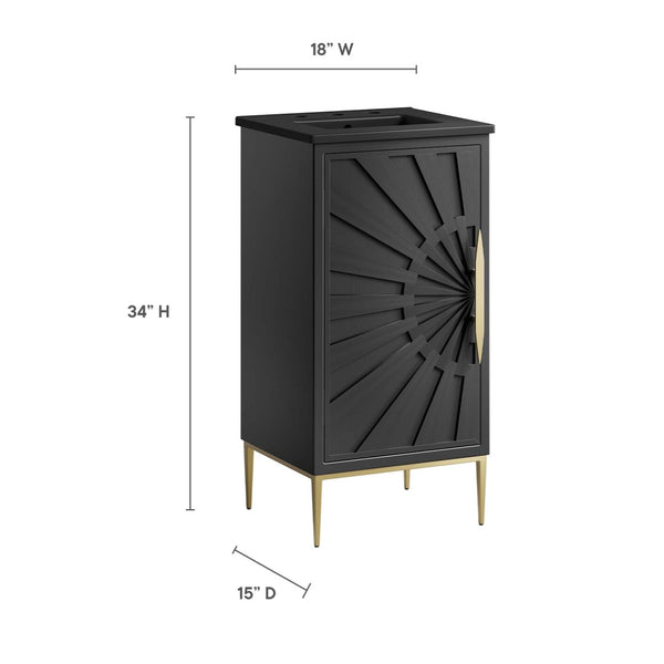 Modway Furniture Awaken 18" Bathroom Vanity - Modern Glamour with Gold Base, Elegant Design for Small Spaces EEI-6287-BLK-BLK