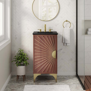 Modway Furniture Daylight 18" Bathroom Vanity - Modern Black Walnut Design with Brass Accents & Open Shelving Storage EEI-6288-BLK-WAL