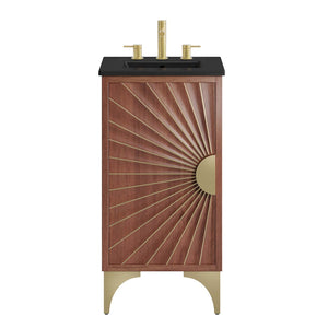 Modway Furniture Daylight 18" Bathroom Vanity - Modern Black Walnut Design with Brass Accents & Open Shelving Storage EEI-6288-BLK-WAL