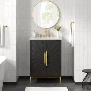 Modway Furniture Awaken 24" Contemporary Bathroom Vanity - Elegant White & Black Design with Gold Accents EEI-6289-WHI-BLK