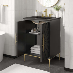 Modway Furniture Awaken 24" Modern Bathroom Vanity in Black with Gold Accents - Stylish, Functional Design for Any Space EEI-6291-BLK-BLK