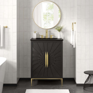 Modway Furniture Awaken 24" Modern Bathroom Vanity in Black with Gold Accents - Stylish, Functional Design for Any Space EEI-6291-BLK-BLK