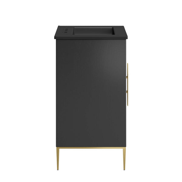 Modway Furniture Awaken 24" Modern Bathroom Vanity in Black with Gold Accents - Stylish, Functional Design for Any Space EEI-6291-BLK-BLK