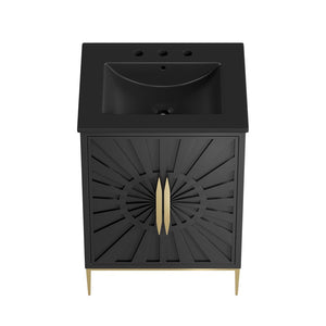 Modway Furniture Awaken 24" Modern Bathroom Vanity in Black with Gold Accents - Stylish, Functional Design for Any Space EEI-6291-BLK-BLK