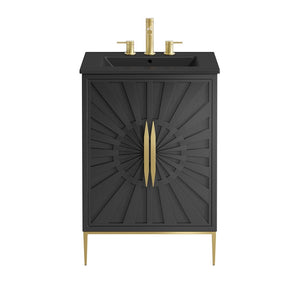 Modway Furniture Awaken 24" Modern Bathroom Vanity in Black with Gold Accents - Stylish, Functional Design for Any Space EEI-6291-BLK-BLK