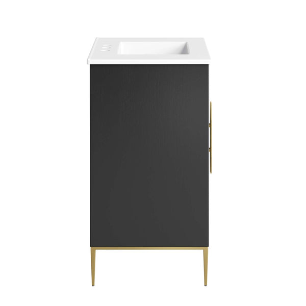 Modway Furniture Awaken 30" Bathroom Vanity - Contemporary White & Black Design with Gold Accents & Storage Solutions EEI-6293-WHI-BLK