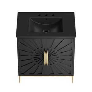 Modway Furniture Awaken 30" Bathroom Vanity by Modway - Contemporary Elegance with Gold Accents & Spacious Storage EEI-6295-BLK-BLK