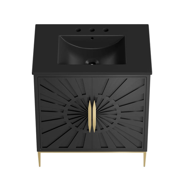 Modway Furniture Awaken 30" Bathroom Vanity by Modway - Contemporary Elegance with Gold Accents & Spacious Storage EEI-6295-BLK-BLK