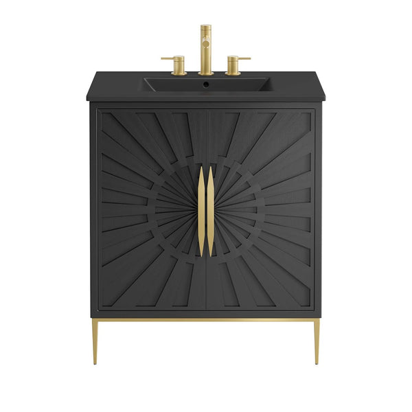 Modway Furniture Awaken 30" Bathroom Vanity by Modway - Contemporary Elegance with Gold Accents & Spacious Storage EEI-6295-BLK-BLK