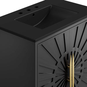 Modway Furniture Awaken 30" Bathroom Vanity by Modway - Contemporary Elegance with Gold Accents & Spacious Storage EEI-6295-BLK-BLK