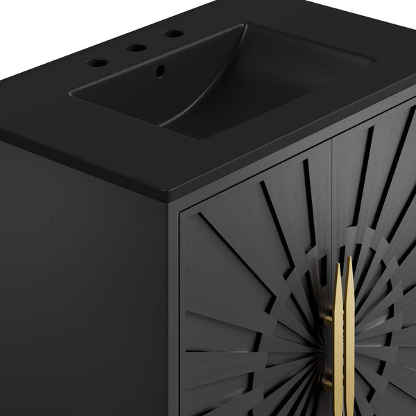 Modway Furniture Awaken 30" Bathroom Vanity by Modway - Contemporary Elegance with Gold Accents & Spacious Storage EEI-6295-BLK-BLK