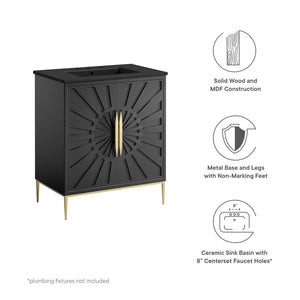Modway Furniture Awaken 30" Bathroom Vanity by Modway - Contemporary Elegance with Gold Accents & Spacious Storage EEI-6295-BLK-BLK